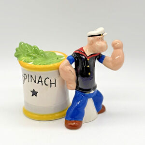 Set Popeye & Can of Spinach Salt & Pepper Shakers Magnetic Westland New w/o Box